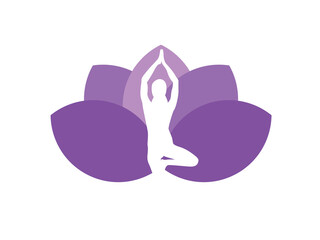 Young woman sits in a Yoga Pose and meditates. The girl doing the stretching exercises. 
Physical practice. Vector flat illustration.	
