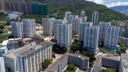2022 Aug 18,Hong Kong.Aerial view of Wah Fu Estate, This is a public housing estate in Hong Kong's Southern District.