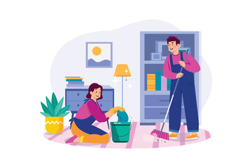 Cleaning Service Illustration concept on white background