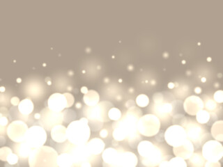 光がキラキラと美しく輝くピンボケライトとベージュ色の壁背景