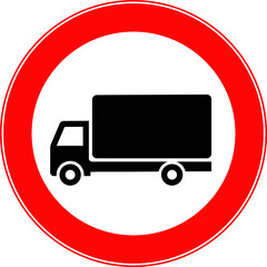 The movement of trucks is prohibited. Vector image.