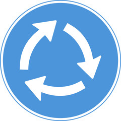 The circular motion sign. Blue circle. Vector image.