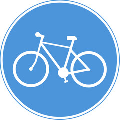 Bike path sign. Blue circle. Vector image.