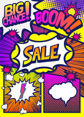 アメコミ風コマ割り素材 pop art comics book magazine, speech bubble, balloon, box message