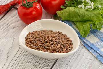 Dry Raw flax seed in the bowl