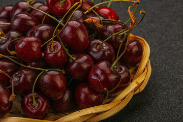 Sweet cherry in the basket