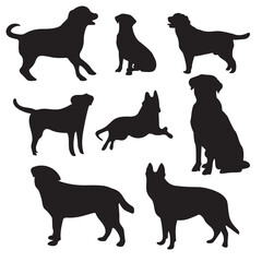 Dog silhouette collection in different positions