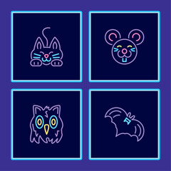 set of neon halloween