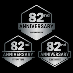 82 years anniversary celebration logotype. 82nd anniversary logo collection. Set of anniversary design template. Vector and illustration. 