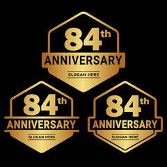 84 years anniversary celebration logotype. 84th anniversary logo collection. Set of anniversary design template. Vector and illustration. 