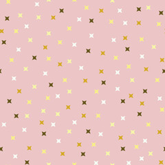 Seamless star pattern. Cute childish wallpaper with gold stars on a pink background