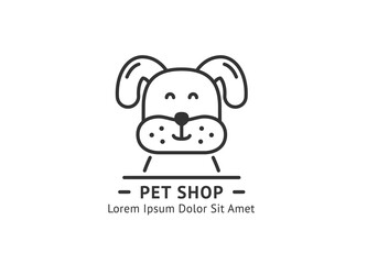 Pet shop emblem with dog line icon