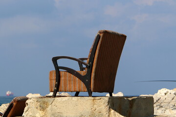 Chair for relaxing in a cafe on the Mediterranean coast