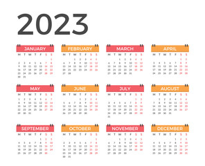 2023 Calendar, week starts on Monday