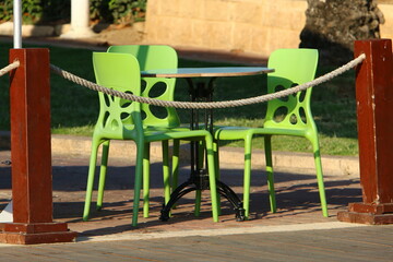 Chair for relaxing in a cafe on the Mediterranean coast