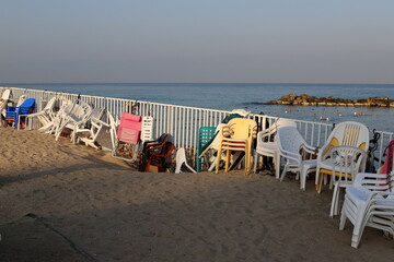 Chair for relaxing in a cafe on the Mediterranean coast