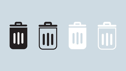 Delete icon set, recycle bin icon vector in flat style. Trash bin icon Vector design.