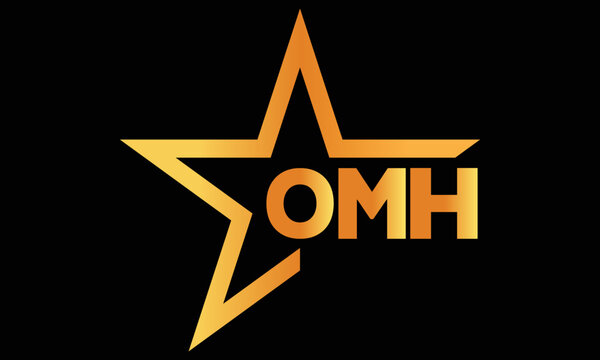 OMH golden luxury star icon three letter logo design vector template. royal logo | luxury logo | jewelry logo | premium logo | iconic logo | Victoria logo |	