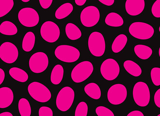 Dalmatian pink seamless pattern. Pink uneven spots animal print. Abstract background with circles. Vector background. Vector illustration.