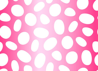Dalmatian pink seamless pattern. White uneven spots animal print. Abstract background with White circles. Vector background. Vector illustration. 
