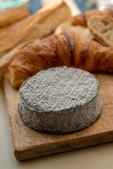 French goat cheese selles-sur-cher and fresh croissants