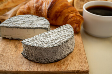 French goat cheese selles-sur-cher and fresh croissants