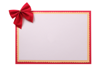 Christmas card or invitation invite red bow isolated transparent background photo PNG file