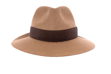 Classic brown Fedora hat isolated transparent background photo PNG file