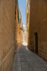 Narrow street in the town of Mdina, Malta 