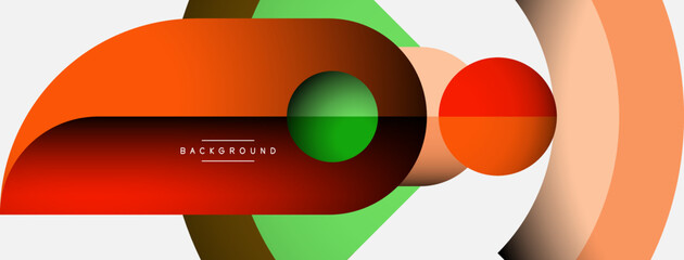 Geometric abstract background. Round shapes, circles, lines composition for wallpaper banner background or landing page