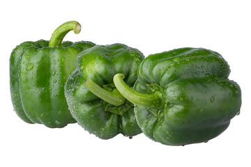 Water droplets on Green Bell Pepper isolated on alpha background