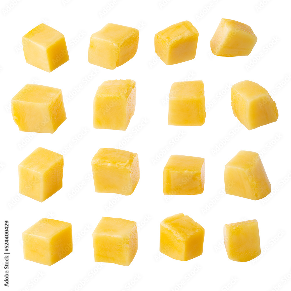 Poster mango cubes and slices isolated on alpha background - Posters