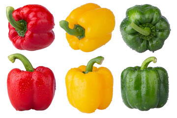 Red Bell Pepper Green Bell Pepper and Yellow Bell Pepper  on alpha background
