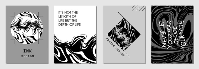 Set of abstract posters in cyberpunk style for your banner, flyer or business card. Modern, trendy colors, minimalism art.