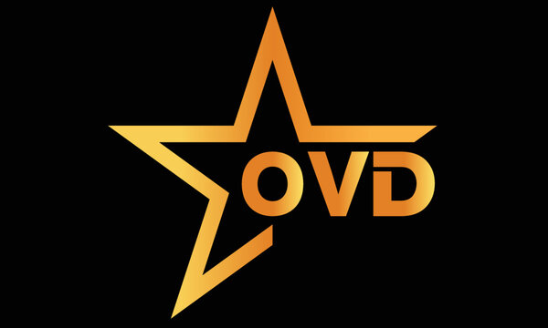 OVD golden luxury star icon three letter logo design vector template. royal logo | luxury logo | jewelry logo | premium logo | iconic logo | Victoria logo |	