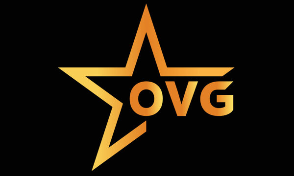 OVG golden luxury star icon three letter logo design vector template. royal logo | luxury logo | jewelry logo | premium logo | iconic logo | Victoria logo |	