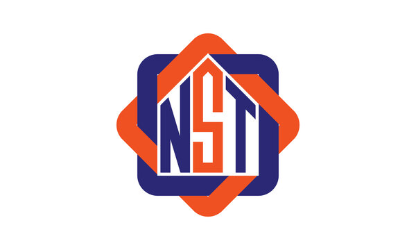 NST three letter real estate logo with home icon logo design vector template | construction logo | housing logo | engineering logo | initial letter logo | minimalist logo | property logo |