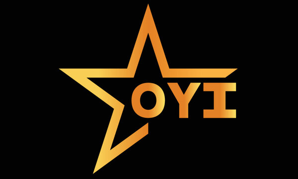 OYI golden luxury star icon three letter logo design vector template. royal logo | luxury logo | jewelry logo | premium logo | iconic logo | Victoria logo |	