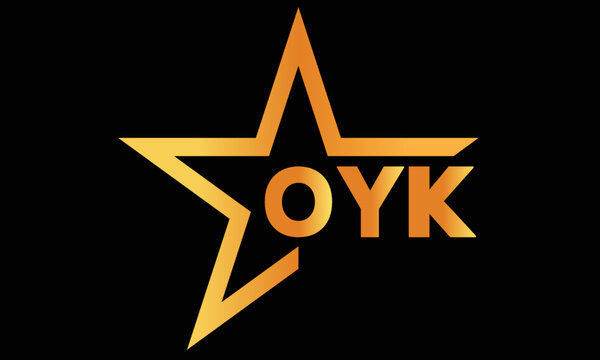 OYK golden luxury star icon three letter logo design vector template. royal logo | luxury logo | jewelry logo | premium logo | iconic logo | Victoria logo |	