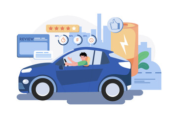 Fototapeta premium Electronic Vehicle Illustration concept on white background