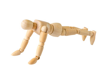 Wooden figure doing push-ups