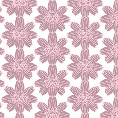 Seamless Pattern with Mauve Flowers and White Background