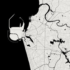 Vector map of Colombo city. Urban grayscale poster. Road map with metropolitan city area view.