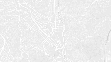White and light grey La Paz city area vector background map, roads and water illustration. Widescreen proportion, digital flat design.