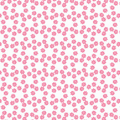 Seamless Pattern with Ditsy Pink Flowers and white Background