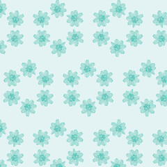 Seamless Pattern with Green Flowers and tile Background
