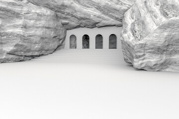 abstract geometric Stone and Rock shape background, minimalist mockup for podium display or showcase, 3d rendering