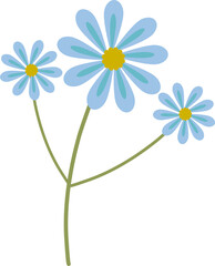Blue flower illustration. Flat design.