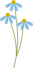 Blue flower illustration. Flat design.