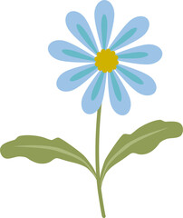Blue flower illustration. Flat design.